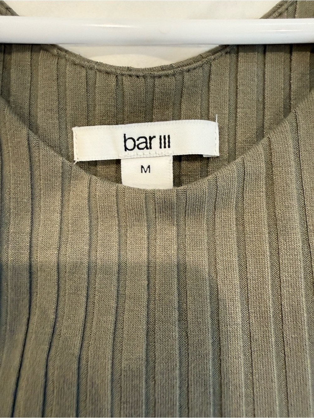 Bar III Olive Ribbed High-Neck Tank - Picture 3 of 3